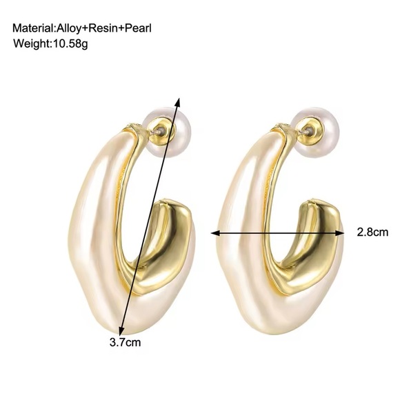 Contemporary Abstract Pearl Earrings - Picture 12 of 14